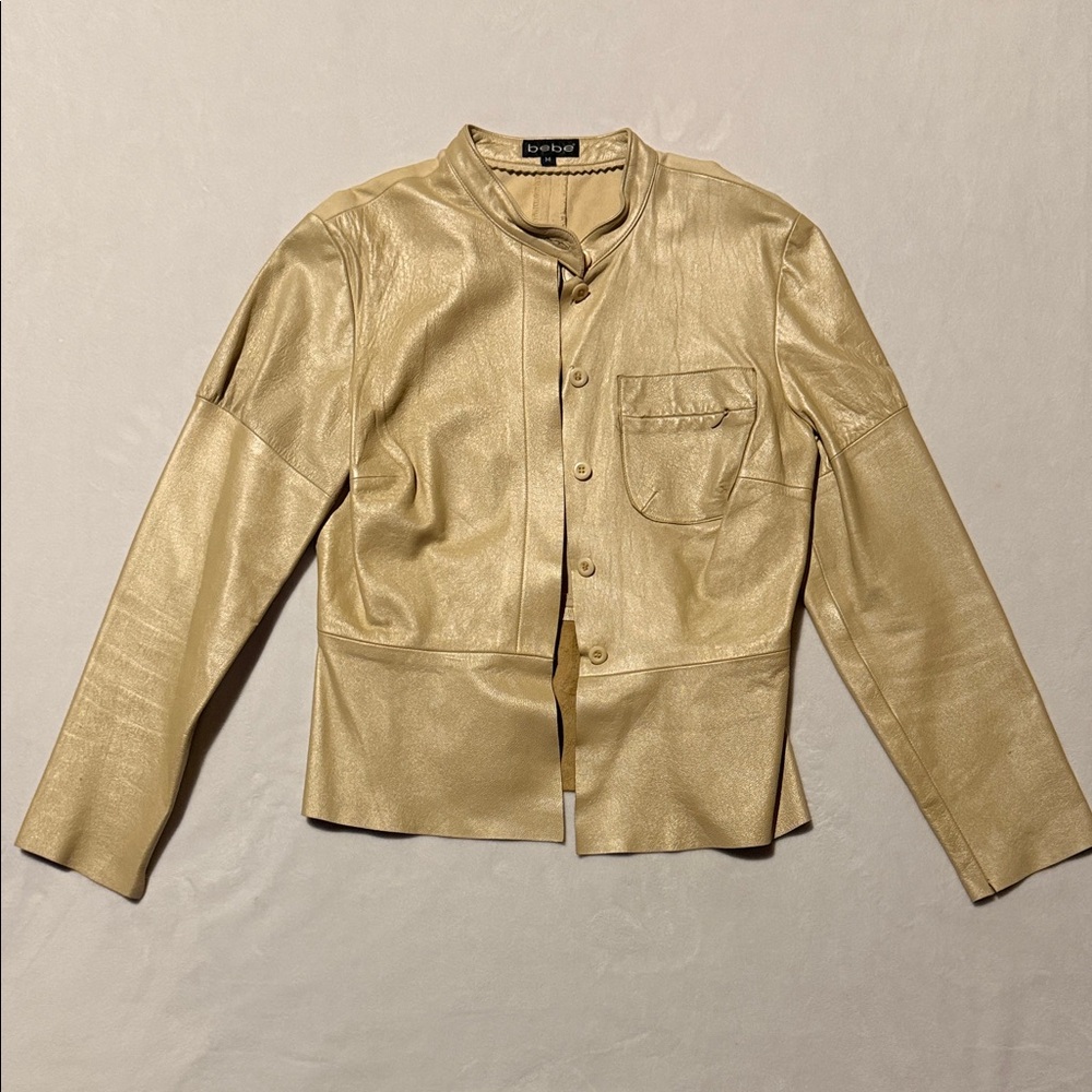 Vintage Bebe leather linen jacket